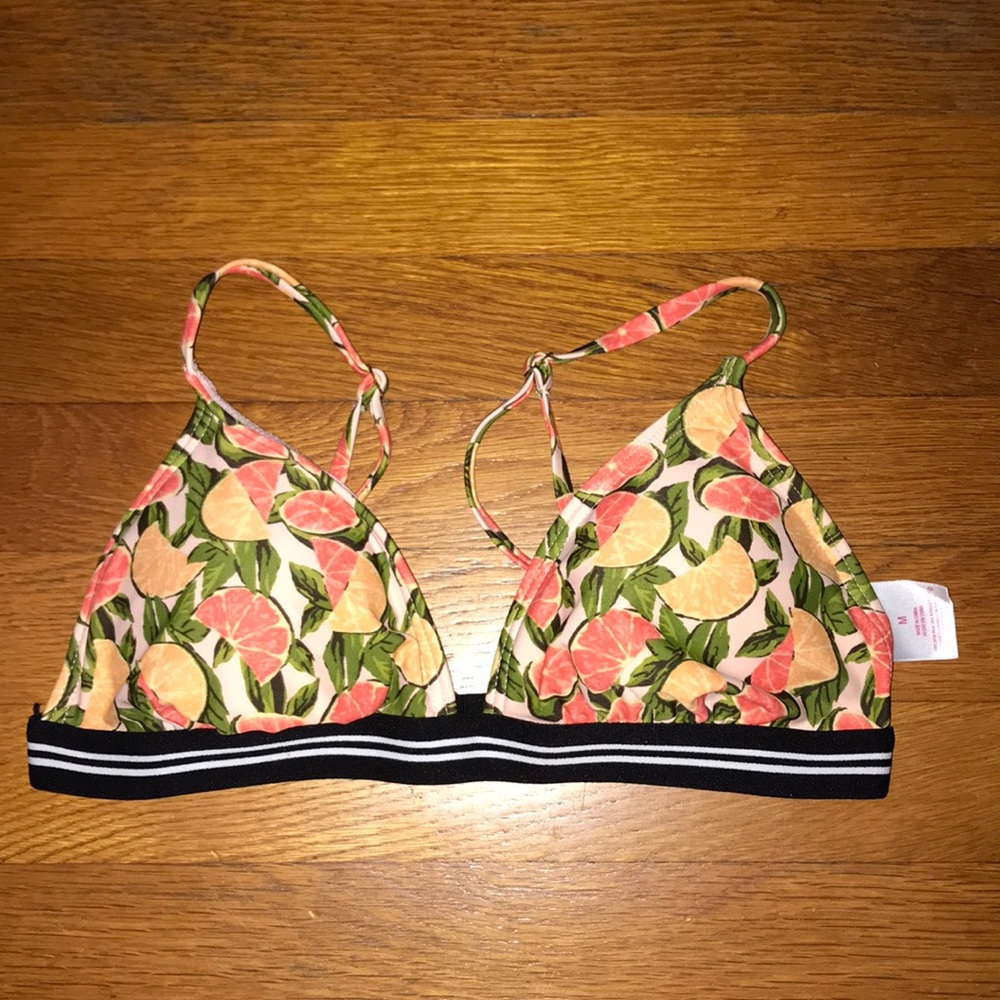 Orange print adjustable bikini top